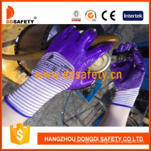 13 Gauge Zebra Purple Mixed White Nylon Liner Purple Nitrile 3/4 Coating Gloves Dnn543